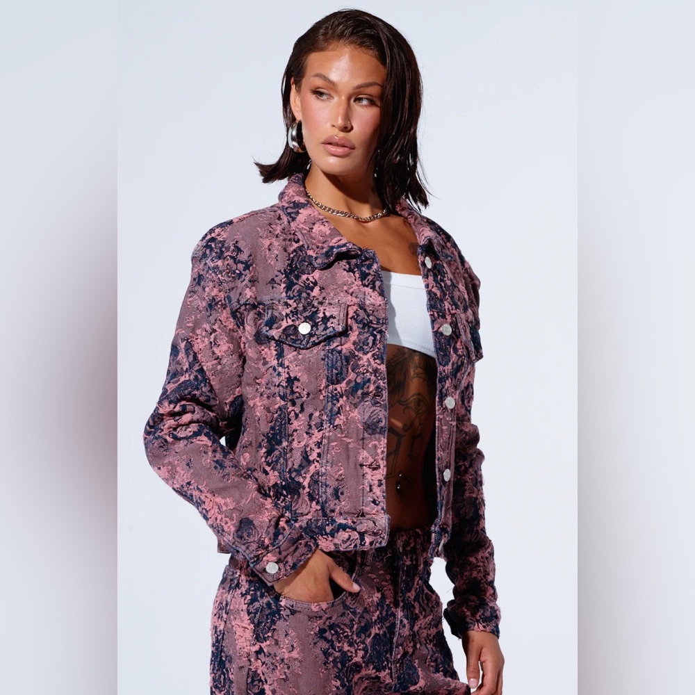 AKIRA Pink and Dark Blue Jean Jacket